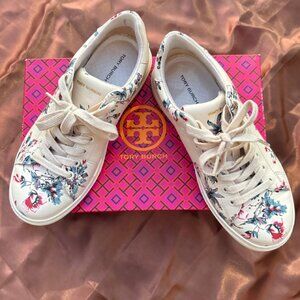 Tory Burch Limited Edition Women’s Leather Sneakers in Floral Print - Size 6.5.